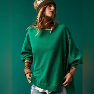 NEW Free People We The Free Camden Sweatshirt In Kelly Green